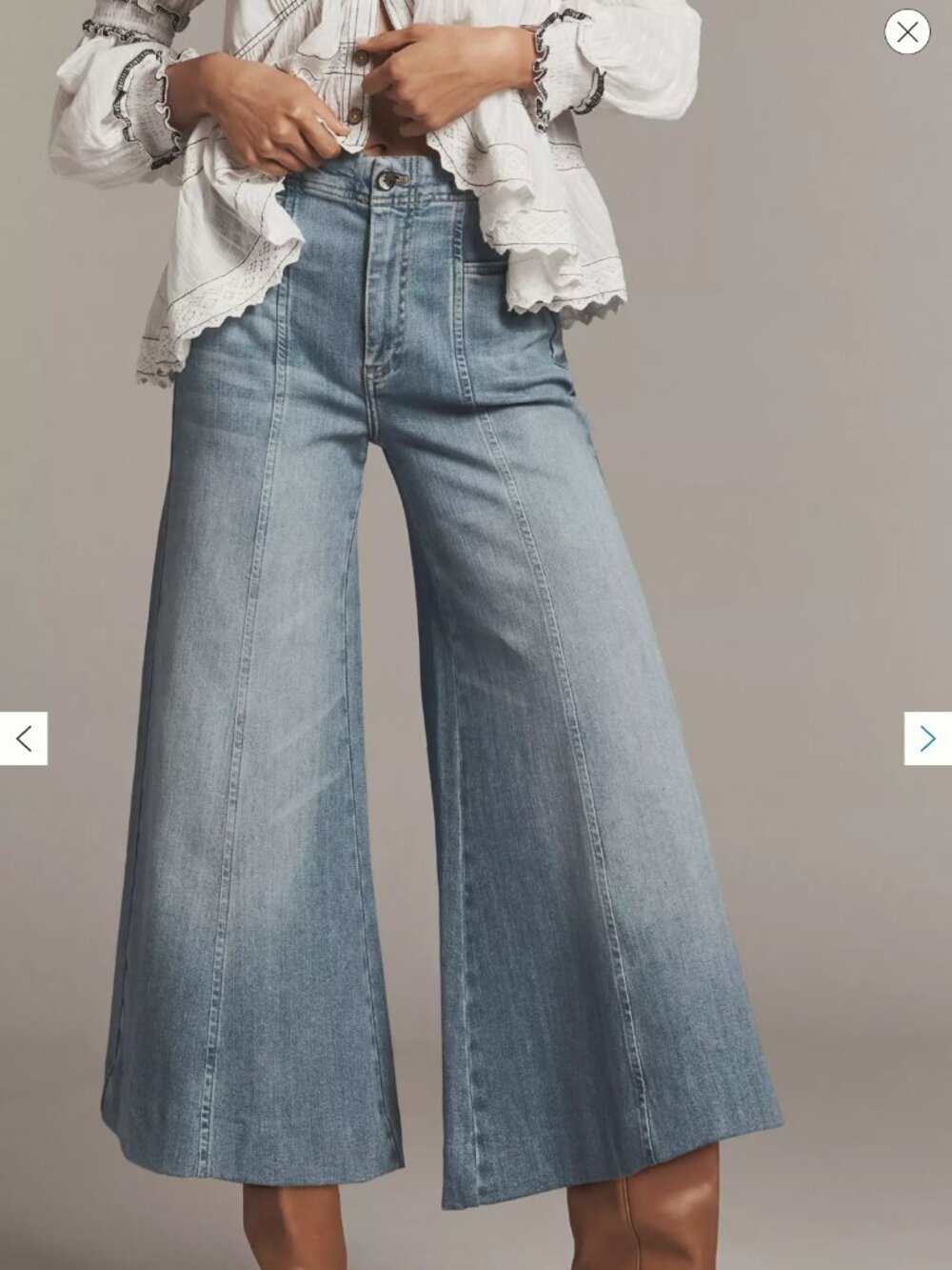 Pilcro for Anthropologie Cropped Wide Leg Jeans Size 33 - Picture 3 of 12